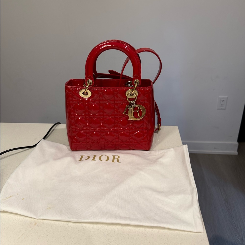 Dior Red Quilted Medium bag - Picture 4 of 11